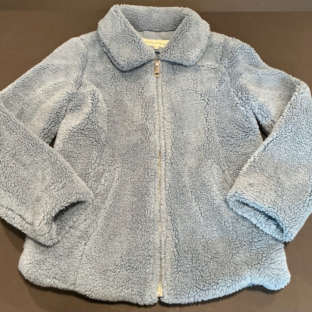 Sebby Faux Fur Teddy Jacket Blue Sherpa Zip Up Coat Cozy Winter Jacket Size M
